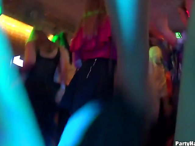 Male strippers play with dirty babes in the club