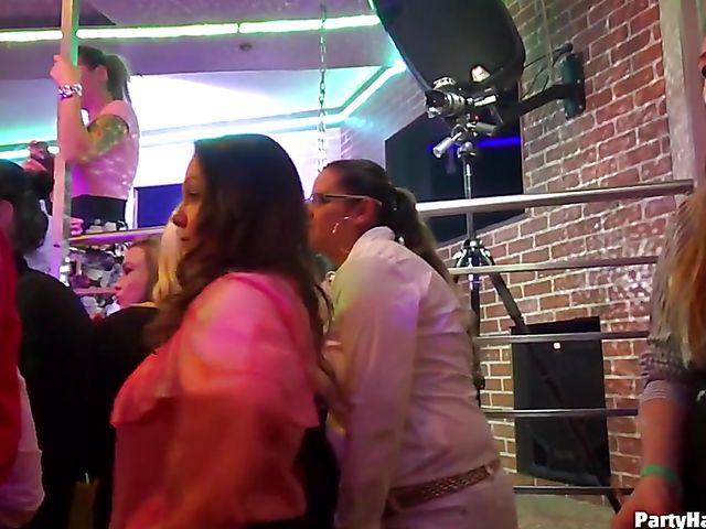 Male strippers play with dirty babes in the club