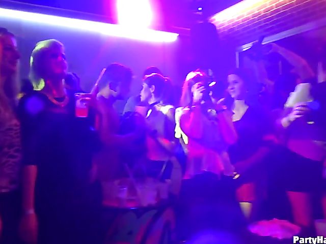 Male strippers play with dirty babes in the club