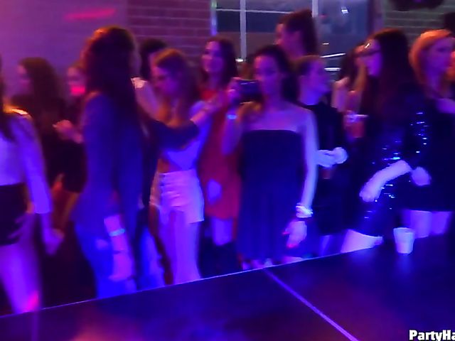 Male strippers play with dirty babes in the club