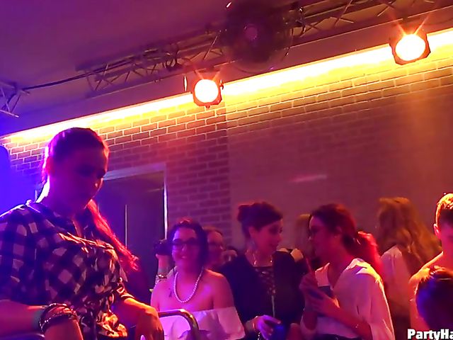 Male strippers play with dirty babes in the club