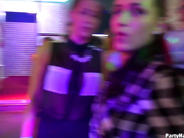 Male strippers play with dirty babes in the club