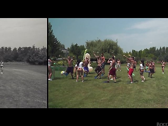 Hardcore gangbang in the garden with Linda Leclair