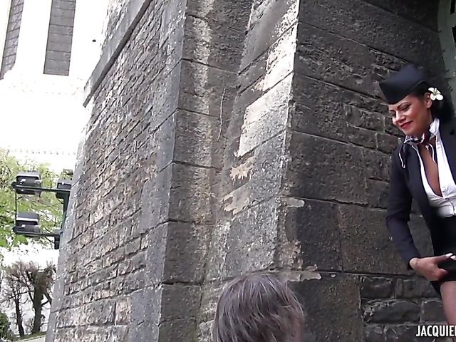 41-year-old French stewardess Clelie gets ass fucked