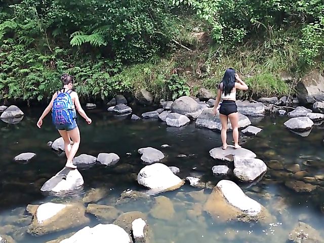 Sexy hiking with cute young girls Gina Valentina and Lily Adams
