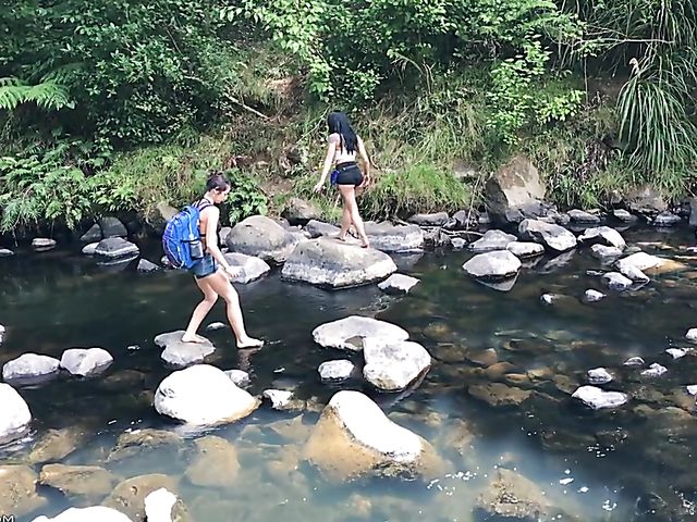 Sexy hiking with cute young girls Gina Valentina and Lily Adams