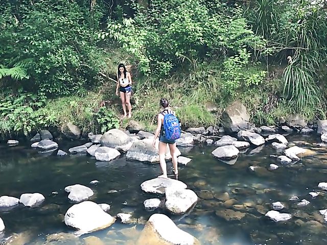 Sexy hiking with cute young girls Gina Valentina and Lily Adams