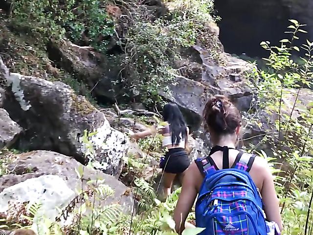 Sexy hiking with cute young girls Gina Valentina and Lily Adams