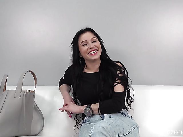 Sabina's first porn casting in her 24