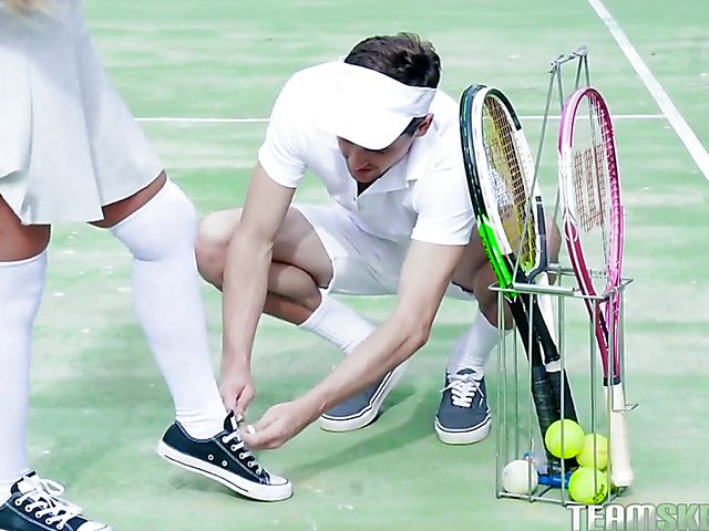 Anal tennis with busty teen Brandi Bae