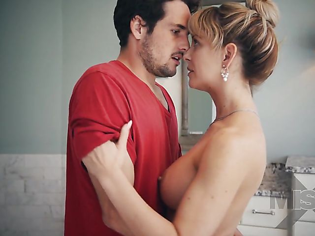 Busty MILF  Cherie Deville has sex with her stepson in the bathroom