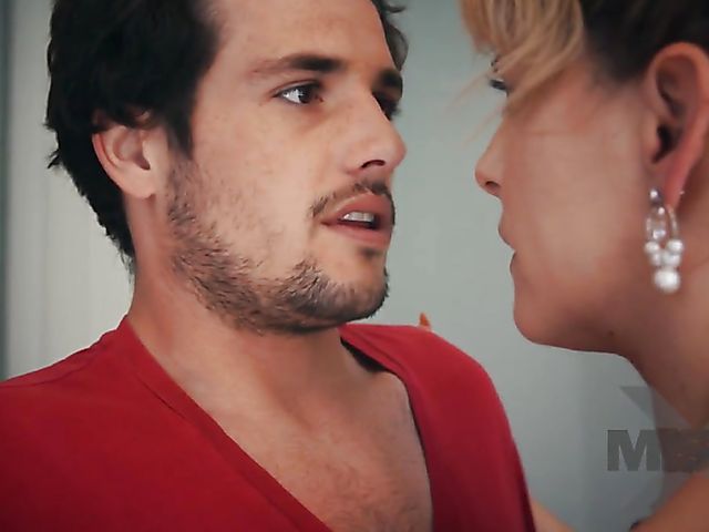 Busty MILF  Cherie Deville has sex with her stepson in the bathroom