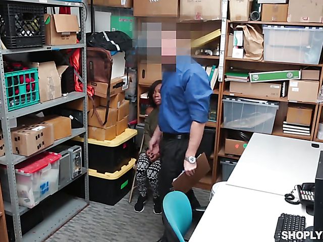 Ebony shoplifter Ivory Logan gets her black pussy boned