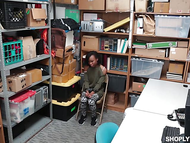 Ebony shoplifter Ivory Logan gets her black pussy boned