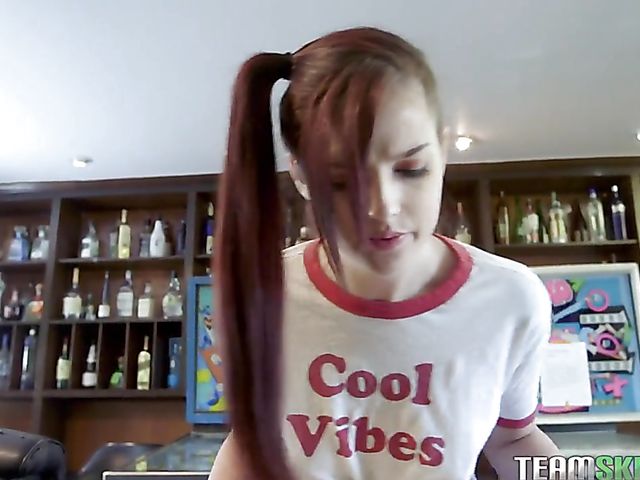 Teen redhead Scarlett Mae plays pinball and gets fucked