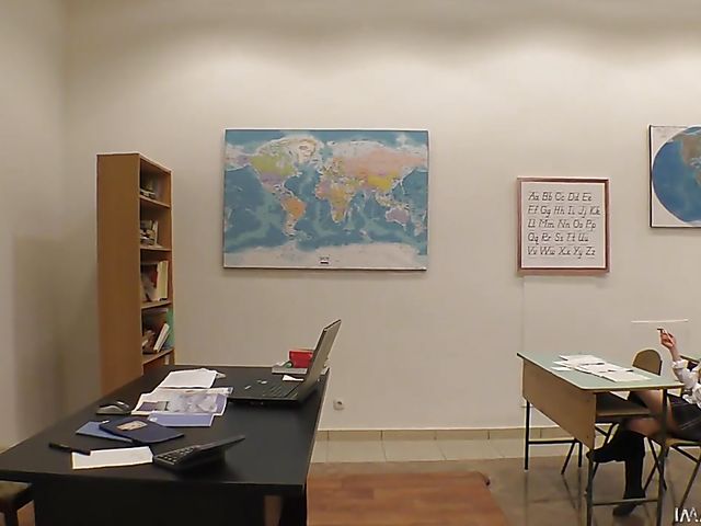 Euro schoolgirl Mini Vanilli takes teacher's cock doggy style