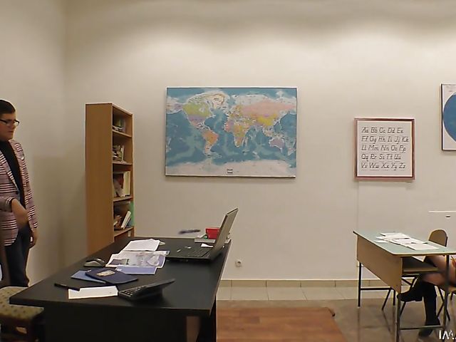 Euro schoolgirl Mini Vanilli takes teacher's cock doggy style