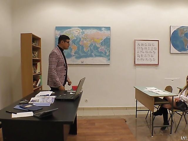 Euro schoolgirl Mini Vanilli takes teacher's cock doggy style