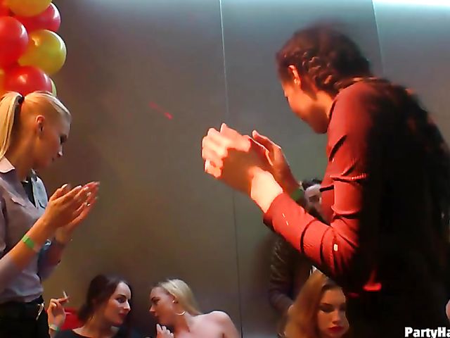 Strippers do their best to get sex party started