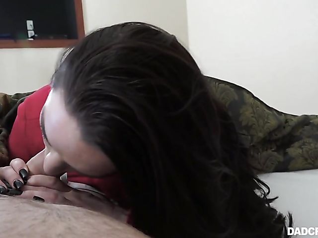 Raven Reign gives a foot job to her stepdad and gets screwed