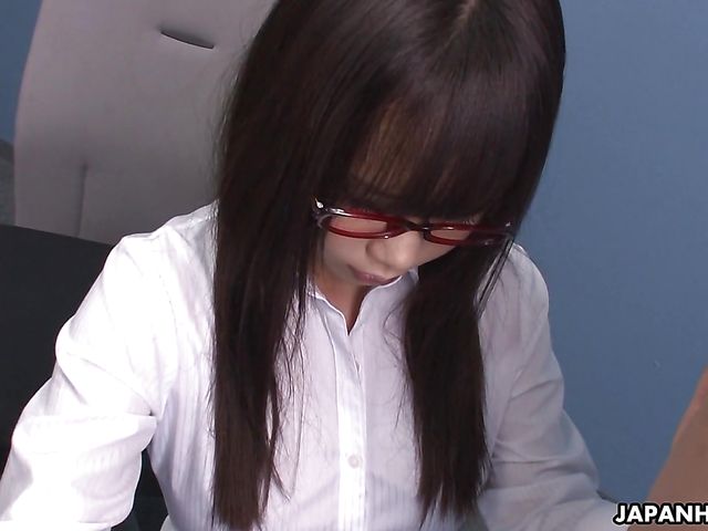 Japanese office blowjob and cum on titties