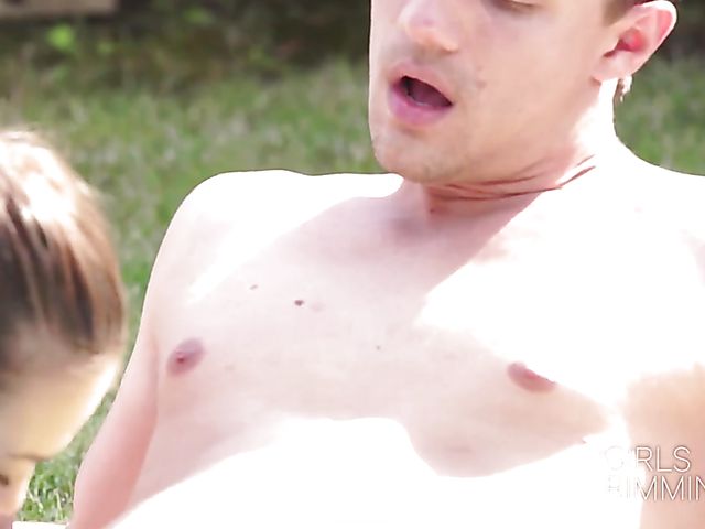 Outdoor rim job by the pool with Cherry Candy 