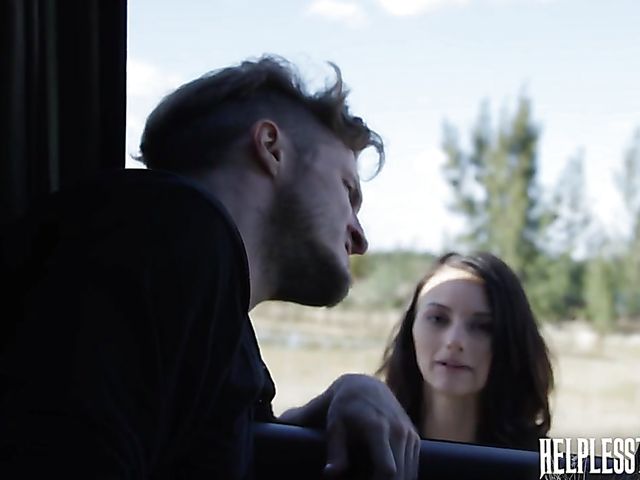 Tied teen Paisley Pepper gets screwed in a van