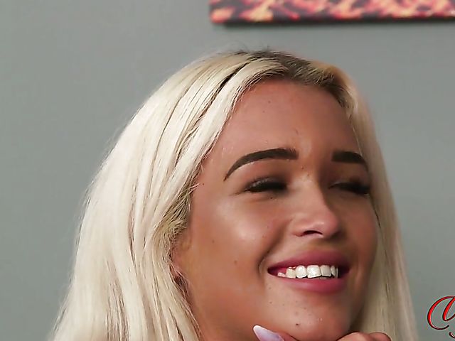 Office guy jerking off to big titty blonde Lillie Mae