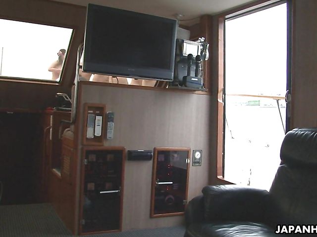 Japanese orgy in the sea with three horny sluts