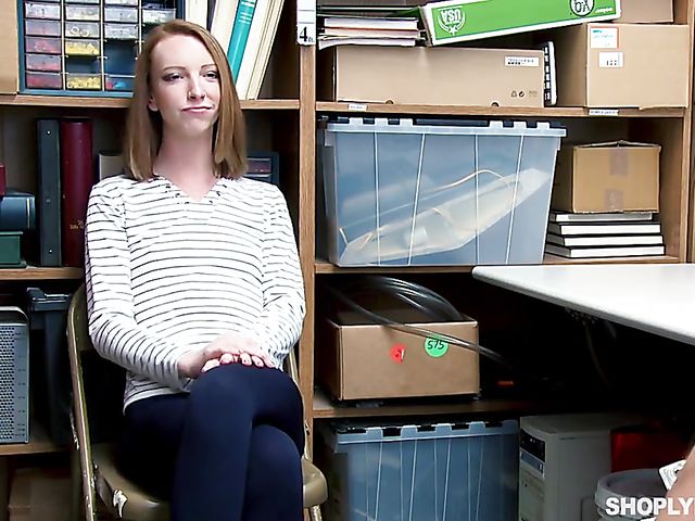 Pale redhead Katy Kiss gets punished in the backroom