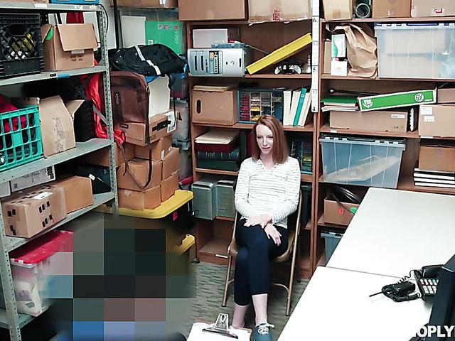 Pale redhead Katy Kiss gets punished in the backroom