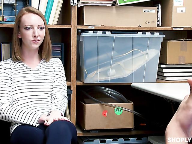 Pale redhead Katy Kiss gets punished in the backroom