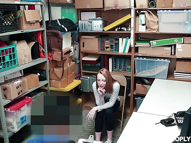 Pale redhead Katy Kiss gets punished in the backroom