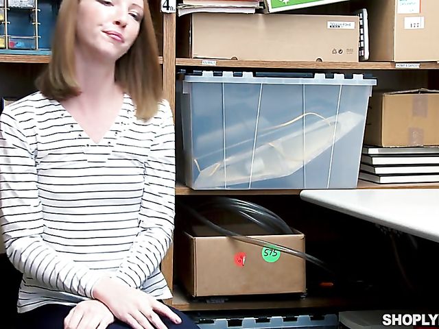 Pale redhead Katy Kiss gets punished in the backroom