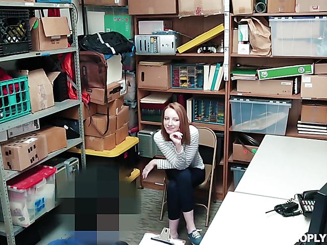 Pale redhead Katy Kiss gets punished in the backroom