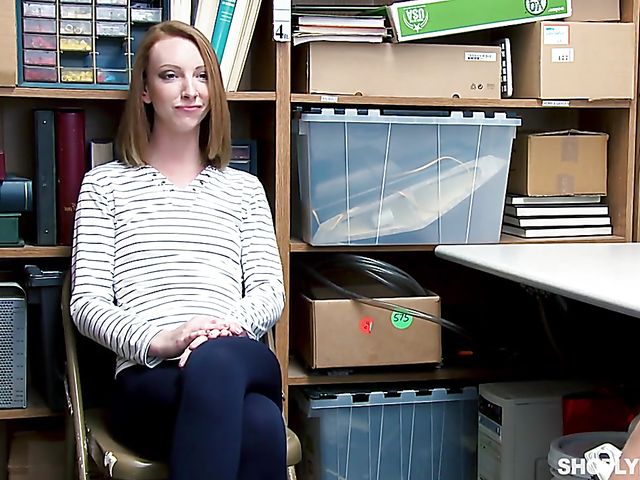 Pale redhead Katy Kiss gets punished in the backroom