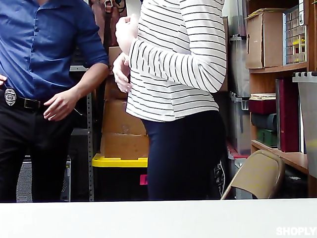 Pale redhead Katy Kiss gets punished in the backroom