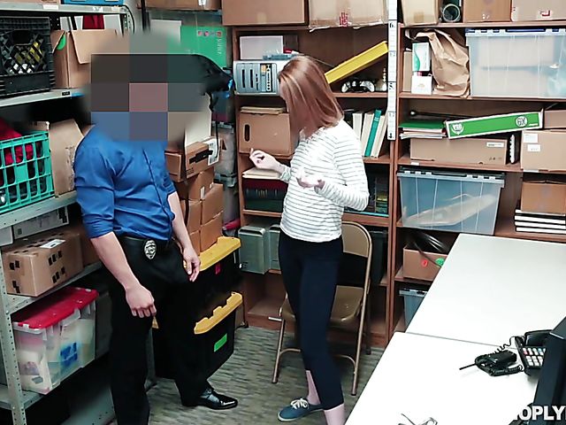 Pale redhead Katy Kiss gets punished in the backroom