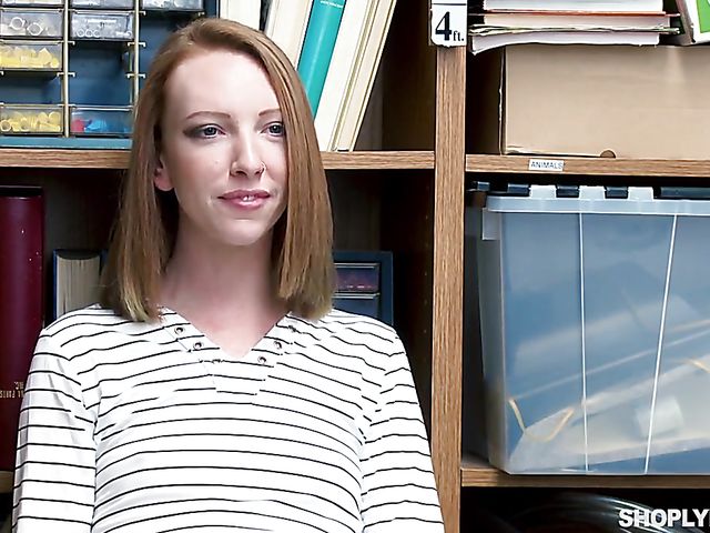 Pale redhead Katy Kiss gets punished in the backroom