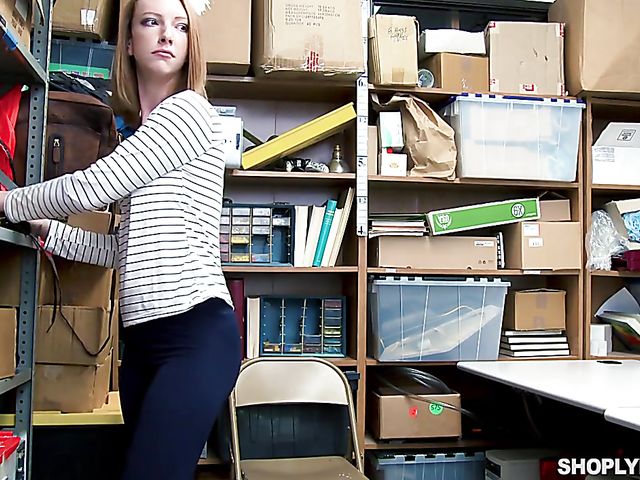 Pale redhead Katy Kiss gets punished in the backroom