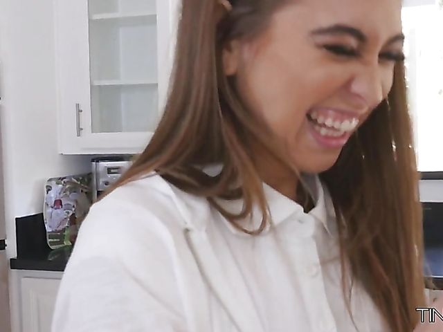 Stepfather gets his cock handled by skinny teen Riley Reid