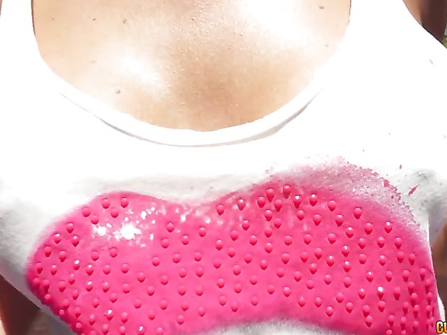 Carol Ferrer flashes her fake boobs in the street and gets nailed