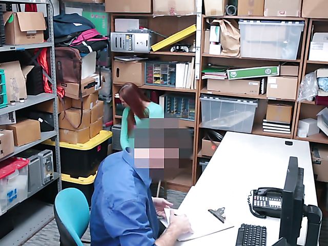 Young redhead Ornella Morgan gets fucked for shoplifting