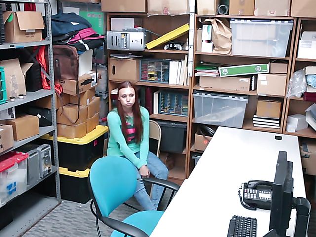 Young redhead Ornella Morgan gets fucked for shoplifting