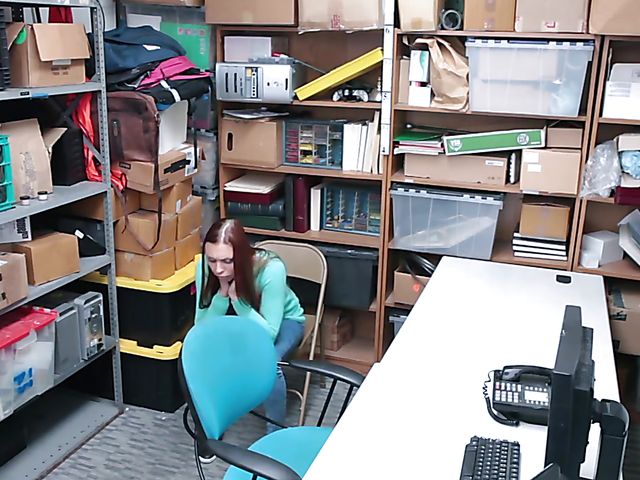 Young redhead Ornella Morgan gets fucked for shoplifting