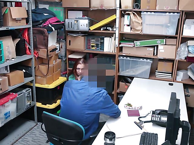 Young redhead Ornella Morgan gets fucked for shoplifting