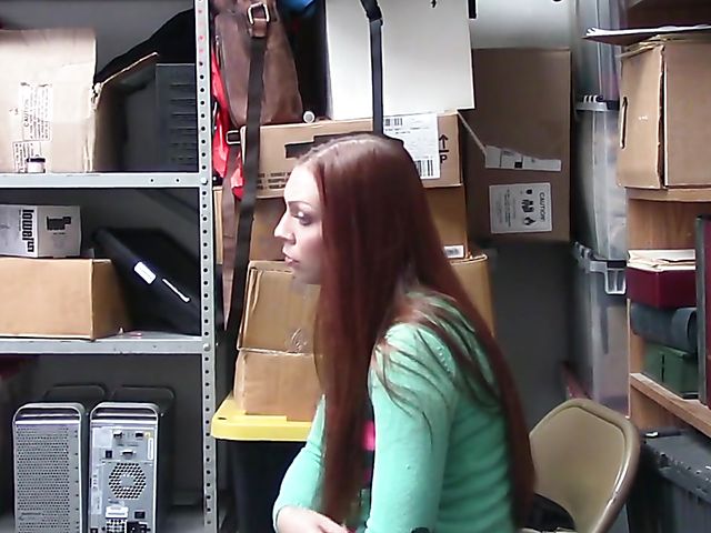 Young redhead Ornella Morgan gets fucked for shoplifting