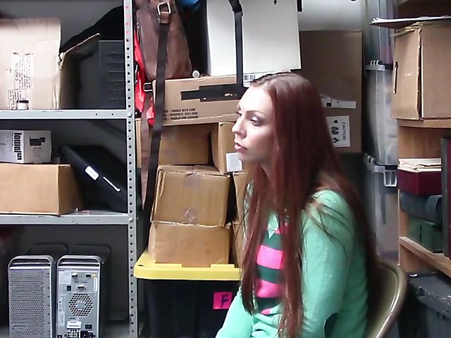 Young redhead Ornella Morgan gets fucked for shoplifting
