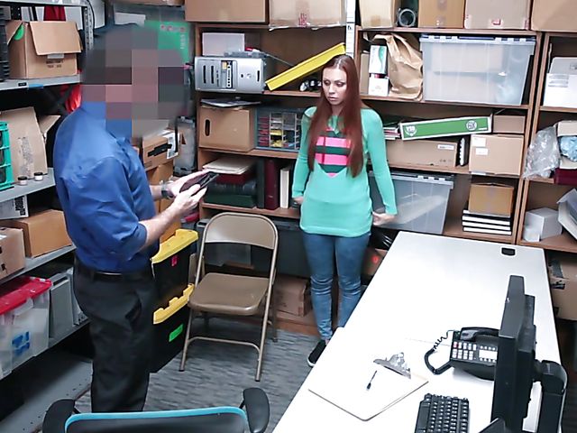 Young redhead Ornella Morgan gets fucked for shoplifting