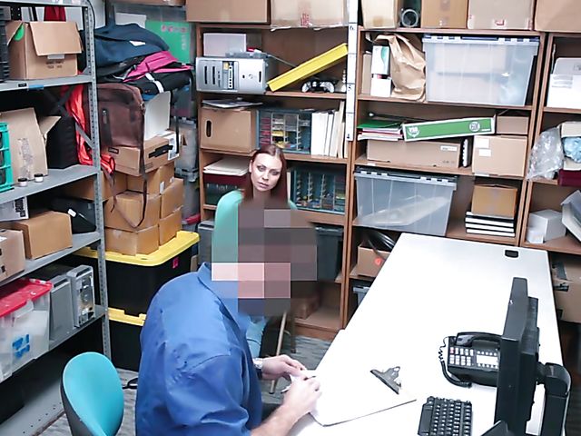 Young redhead Ornella Morgan gets fucked for shoplifting